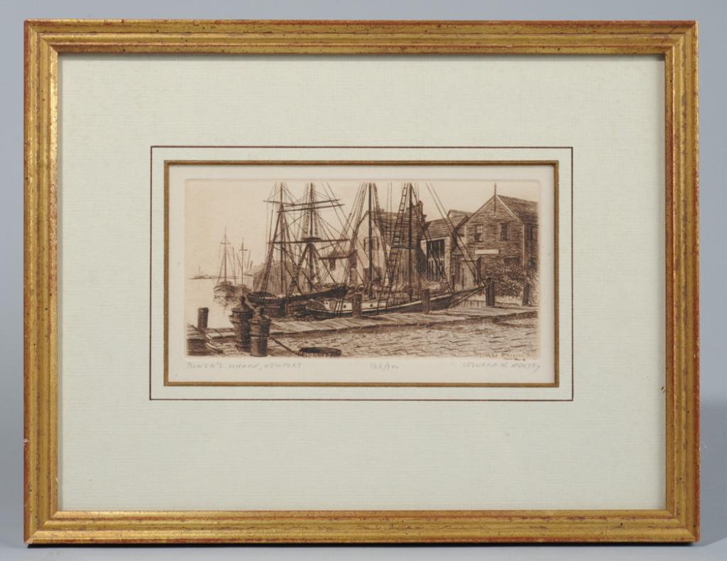 Signed Etching Leonard Mersky Bowen's Wharf (1 of 2)
