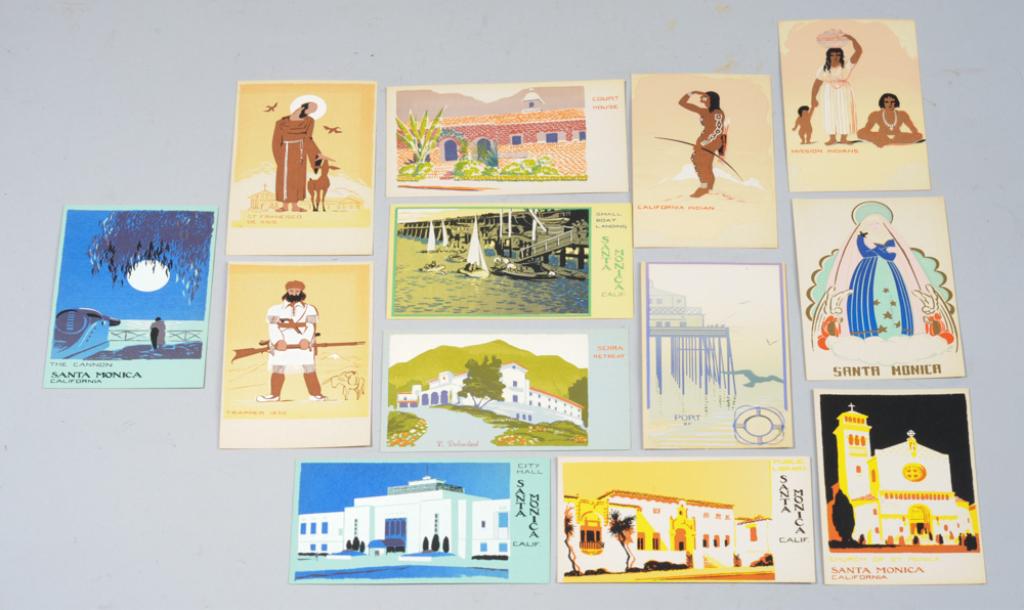 Thirteen 1930s / 40s Original Serigraph Postcards (1 of 10)