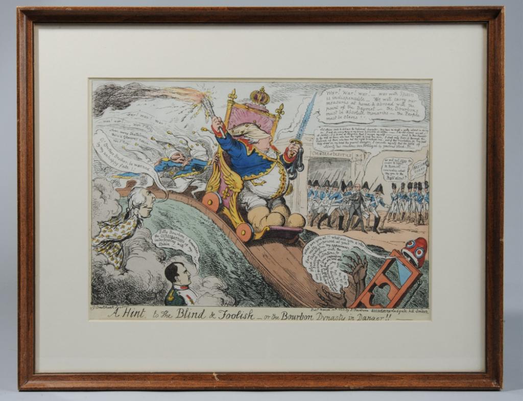 Antique George Cruikshank Satirical Color Etching (1 of 2)