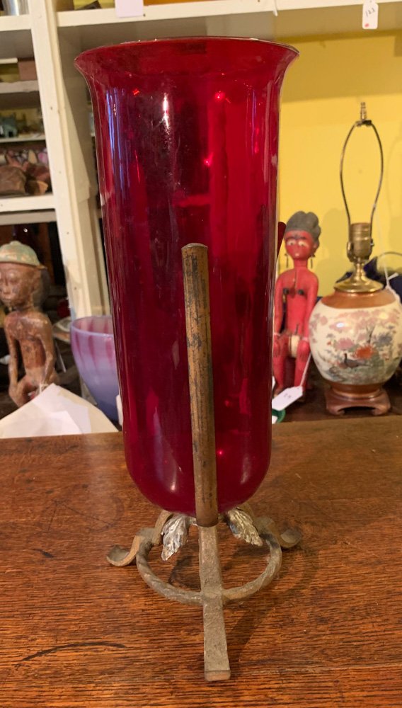 Antique Ruby Glass Candle Lamp (1 of 1)