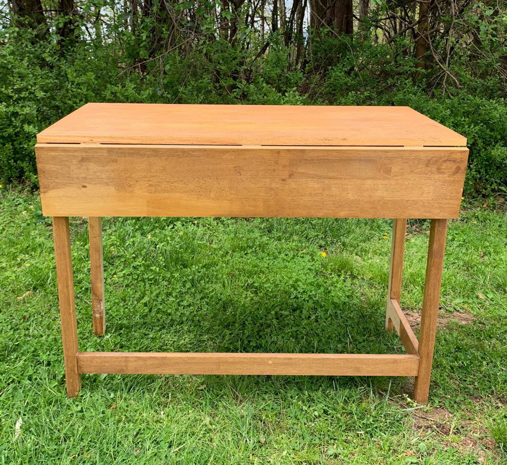 Contemporary Drop Leaf Work Table: H: approx. 34 1/2". W: approx. 46". D: approx. 30 1/4" (open).