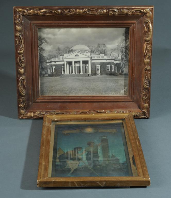 Holsinger Photo of Monticello: Together with a Maxfield Parrish 1920s Edison Mazda print. Largest Image: approx. 11 1/2" x 7 1/2".