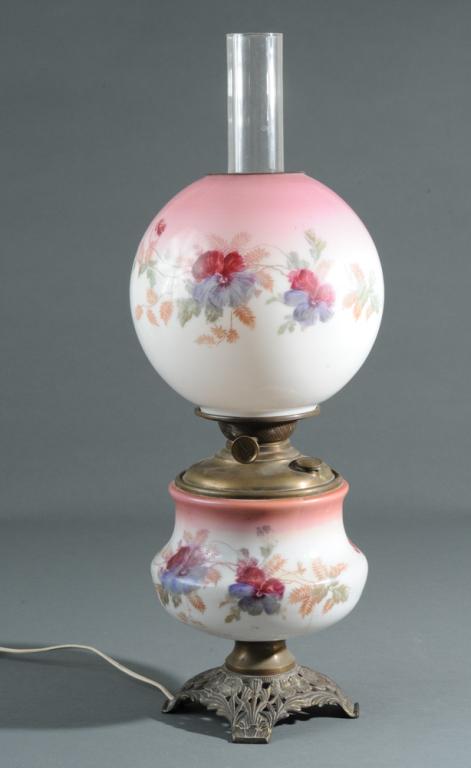 Early Gone with the Wind Lamp: Converted to electricity. H: approx. 24".