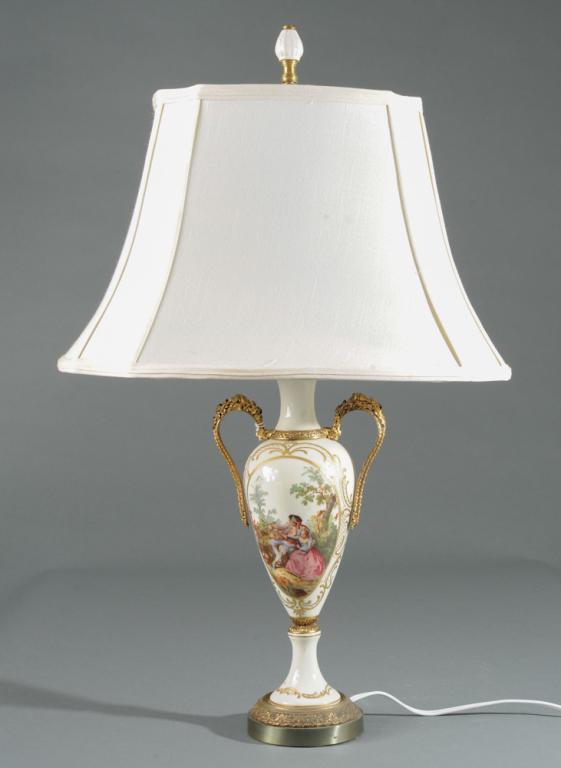 French Style Lamp: With ormolu mounts. H: approx. 27".