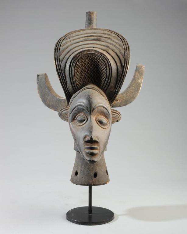Chokwe Crest: Carved wood crest, in the form of the Chokwe hero, the ideal chief Chibinda Llunga. Chokwe people, Angola. H: approx. 19 1/2". Provenance: Estate of Thomas McNemar, (1931-2019.) McNemar lived and coll