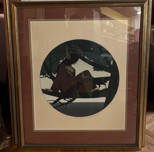 Will Barnet "Circe II" Artists Proof: 1980 color lithograph entitled "Circe II", showing a barefoot woman and a black bird in the branches of a tree, by American artist Will Barnet, (1911-2012.) Signed, titled and dated in pencil below th