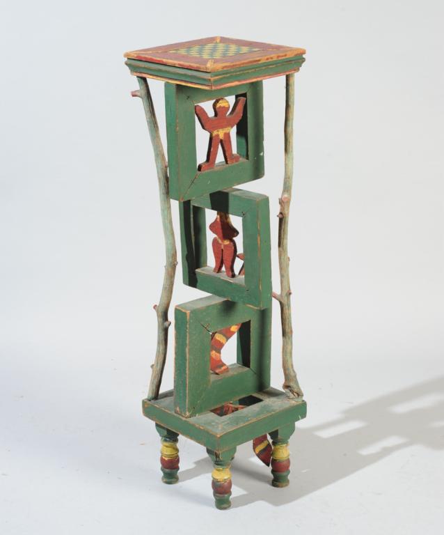 Best Folk Art Adam & Eve Checkers Table or Stand (1 of 7)