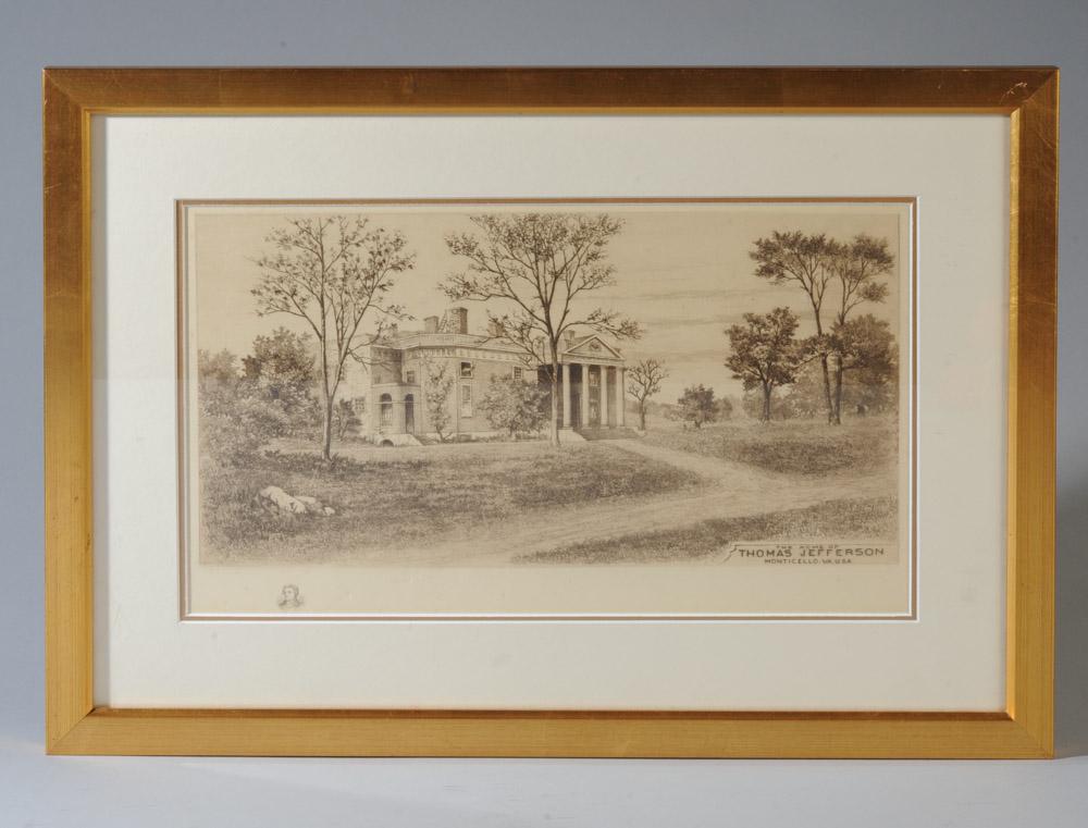 1897 Engraving of Monticello (1 of 2)