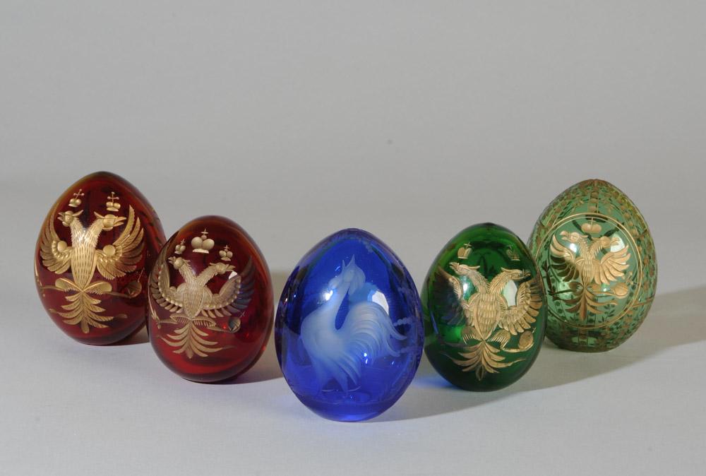 5 Russian Faberge Style Glass Eggs (1 of 6)