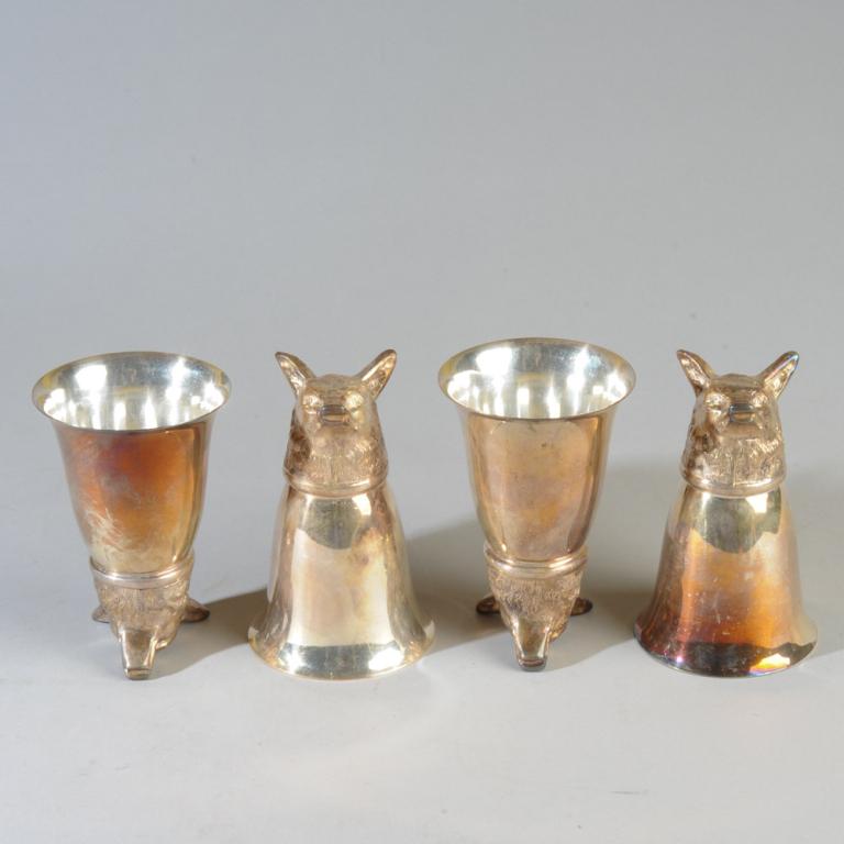 Four Silver Plate Fox Head Stirrup Cups (1 of 6)