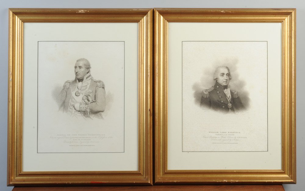Pr. Framed 19th C. Engravings English Admirals (1 of 4)