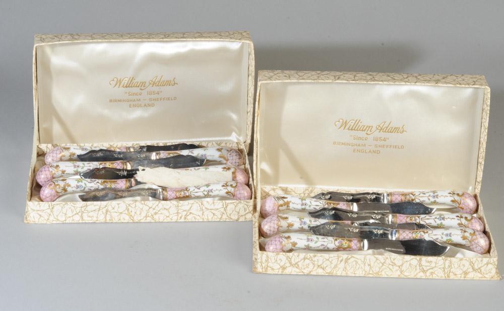 Sheffield Plate & Porcelain Butter Knife Sets (1 of 5)