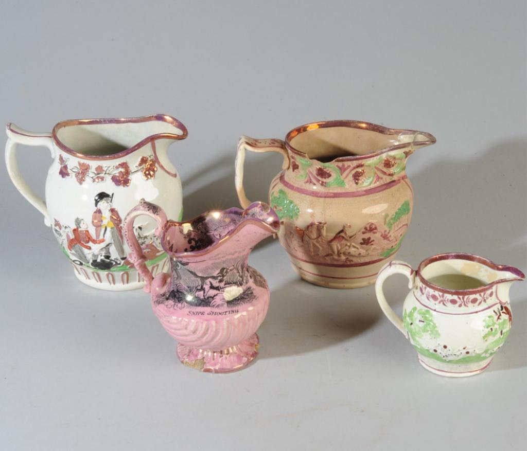 Lot Staffordshire Luster Hunt Pitchers (1 of 9)