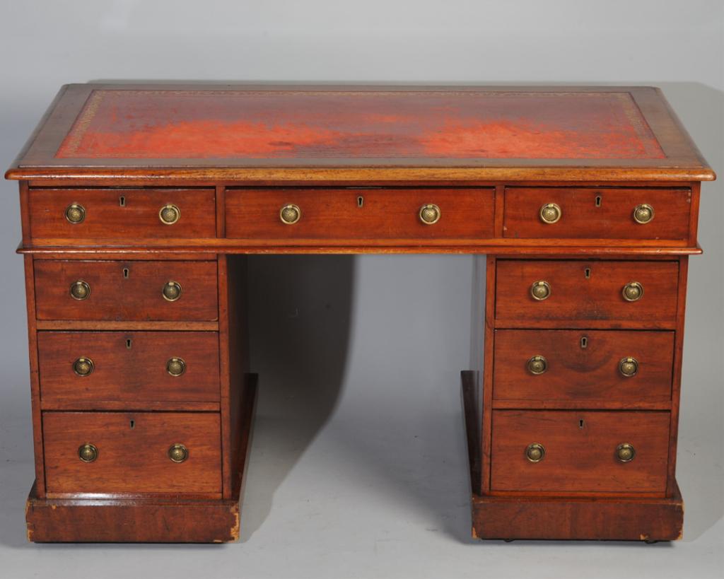 Edwardian Mahogany Leather Top Desk (1 of 7)