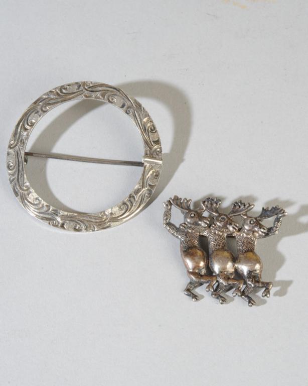 Sterling Moose Pin + Celtic (?) Brooch (1 of 4)