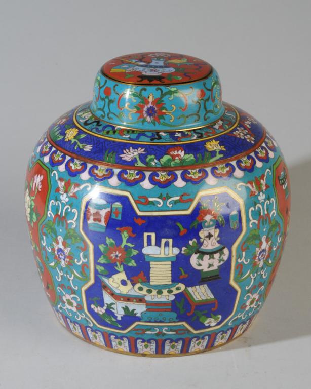Chinese Cloisonne Ginger Jar (1 of 4)
