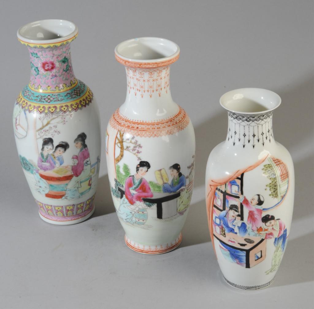 3 Vintage Chinese Porcelain Famille Rose Vases (1 of 9)