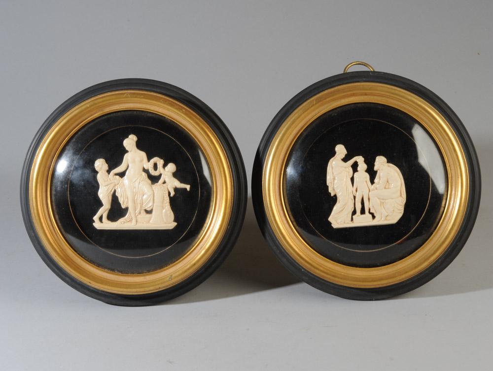 Pair Classical Figures Framed Cameo Plaques (1 of 3)