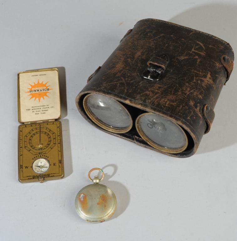 Ansonia Sun Watch, 19th C. Binoculars, Compass (1 of 6)
