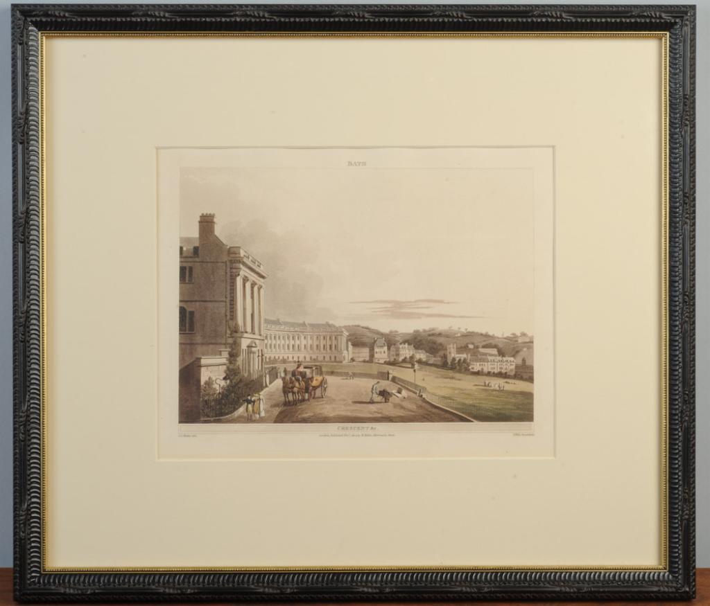 Aquatint after John Claude Nattes, Bath: 1804 hand colored aquatint after John Claude Nattes (1765 - 1822) from his folio, "Bath, illustrated by a series of views", engraved by John Hill, published in London by W. Miller. This view is captio