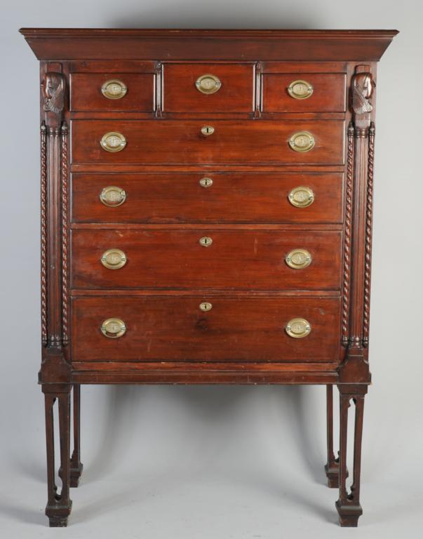 Unusual 18th C. American Tall Chest of Drawers (1 of 10)