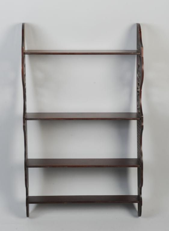 Hanging Wall Shelf: In as-found condition.H: approx. 34 1/4".W: approx. 20".D: approx. 6".