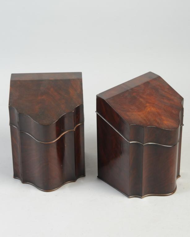 Pair of Georgian Style Inlaid Knife Boxes (1 of 3)