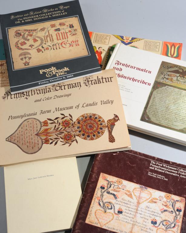 Folk Art Fraktur Reference Volumes, Lot of 8: Lot includes, among others, "Pennsylvania German Fraktur and color Drawings" and Abrahams "Frakturmalen and Schonschreiben: The Fraktur art and penmanship of the Dutch-German Mennonites while in Europ