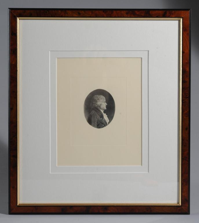 Charles Saint-Memin Portrait of Thomas Jefferson: Charles Balthazar Julien Fevret de Saint-Memin (French, 1770-1852) 1804 miniature portrait aquatint of Thomas Jefferson, said to be the most popular likeness of Jefferson of his day and a favorite amo