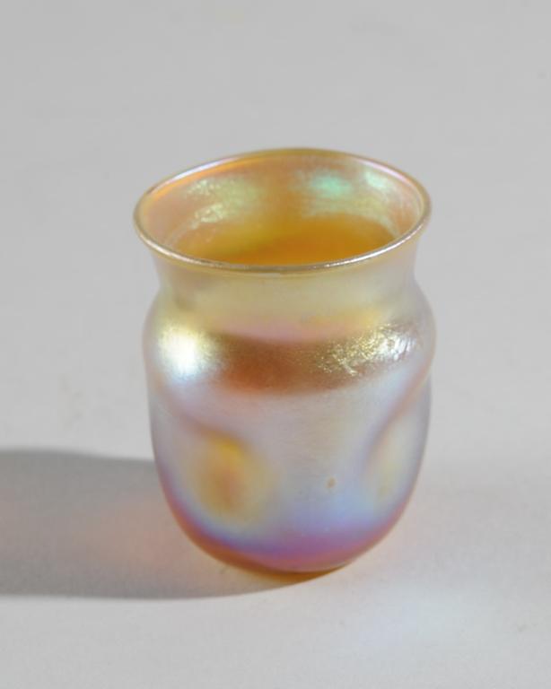 Tiffany Favrile Toothpick Holder or Cordial: Signed "L.C.T." & "R3852".H: approx. 2".