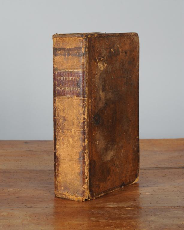 1830 UVA Law Book Signed by Confederate Colonel: 1830 University of Virginia law book signed by G. Woodson Hansbrough, later a Confederate Colonel. Full leather gold stamped binding with "Chitty's Blackstone" on spine, entitled: "Commentaries on the