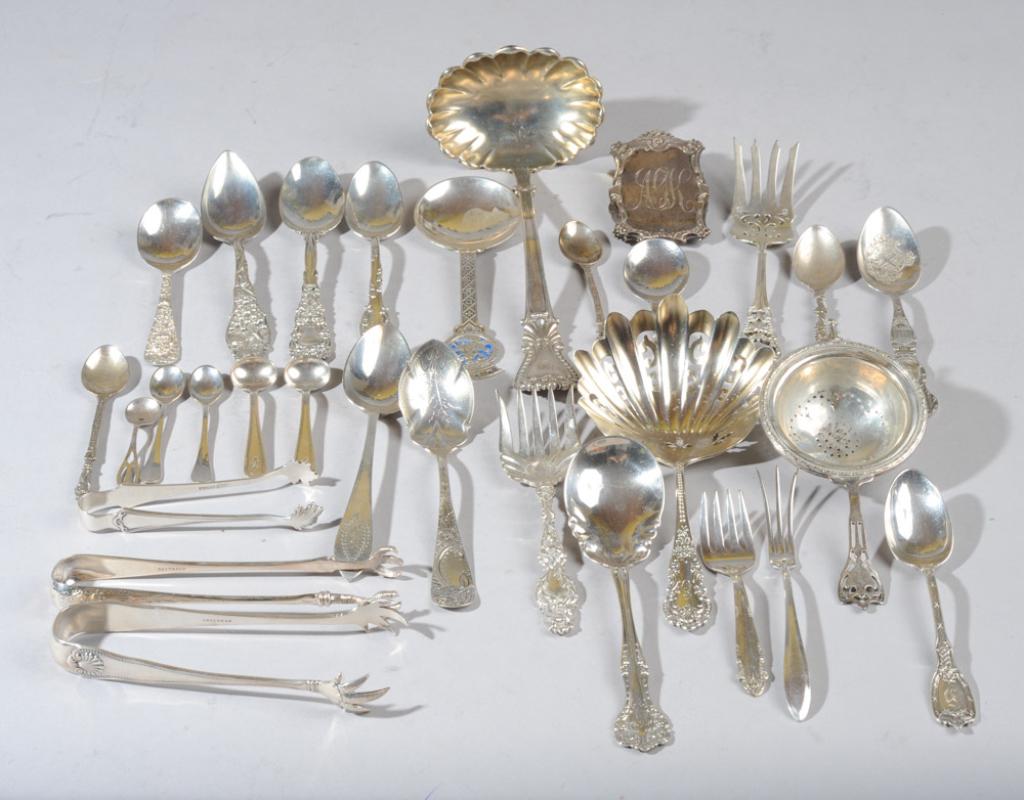 Mixed Grouping Sterling Silver Flatware, etc.: Various makers and marks.Total weight: approx. 24.33 ozt.