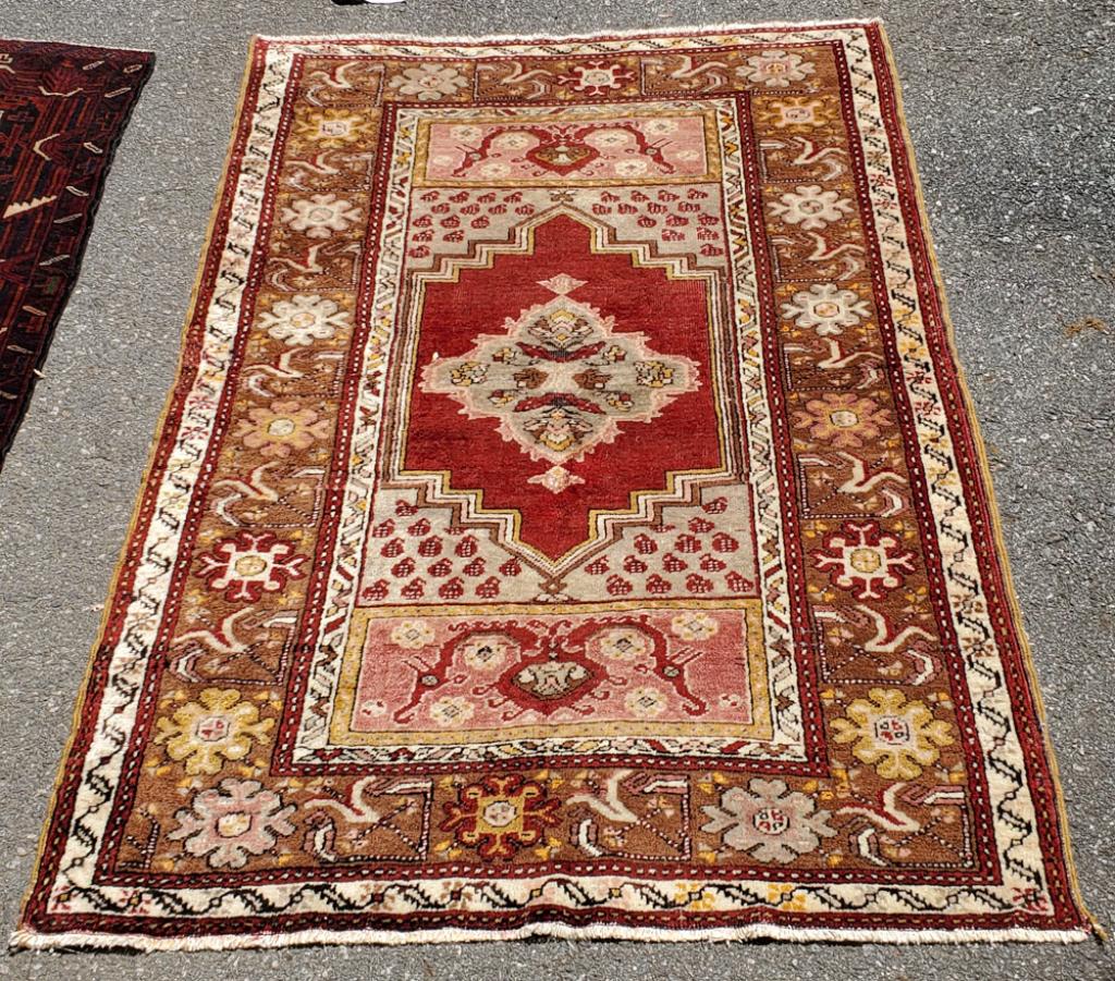 Antique Turkish Rug: Approx. 3' 4" x 5' 3".