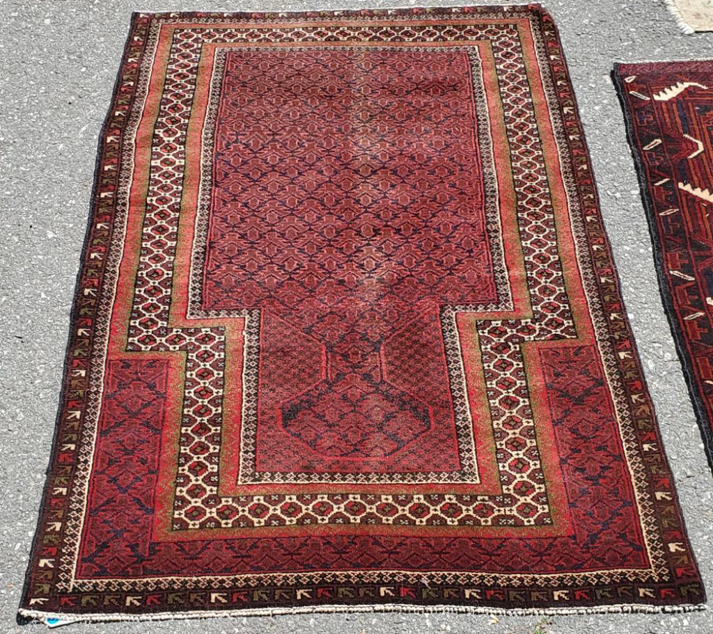 Old Persian Prayer Rug: Approx. 3' x 4' 8".