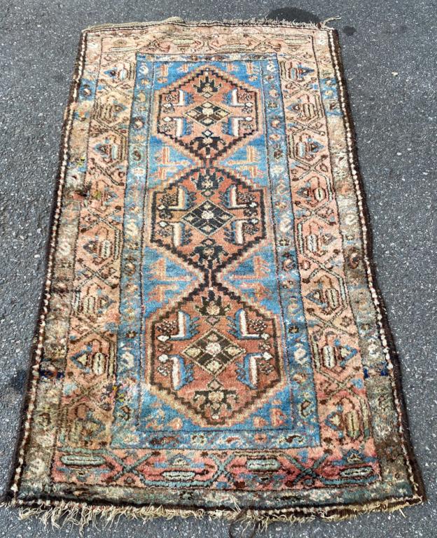 Antique Persian Karajeh: Approx. 6' x 3' 5". SHIPPING POLICY FOR RUG AUCTION: Flat fee for all rugs 8' x 10' and larger: $145.00 per rug. Flat fee for all rugs smaller than 8' x 10': $49.00 per rug. Shipping fee automatically