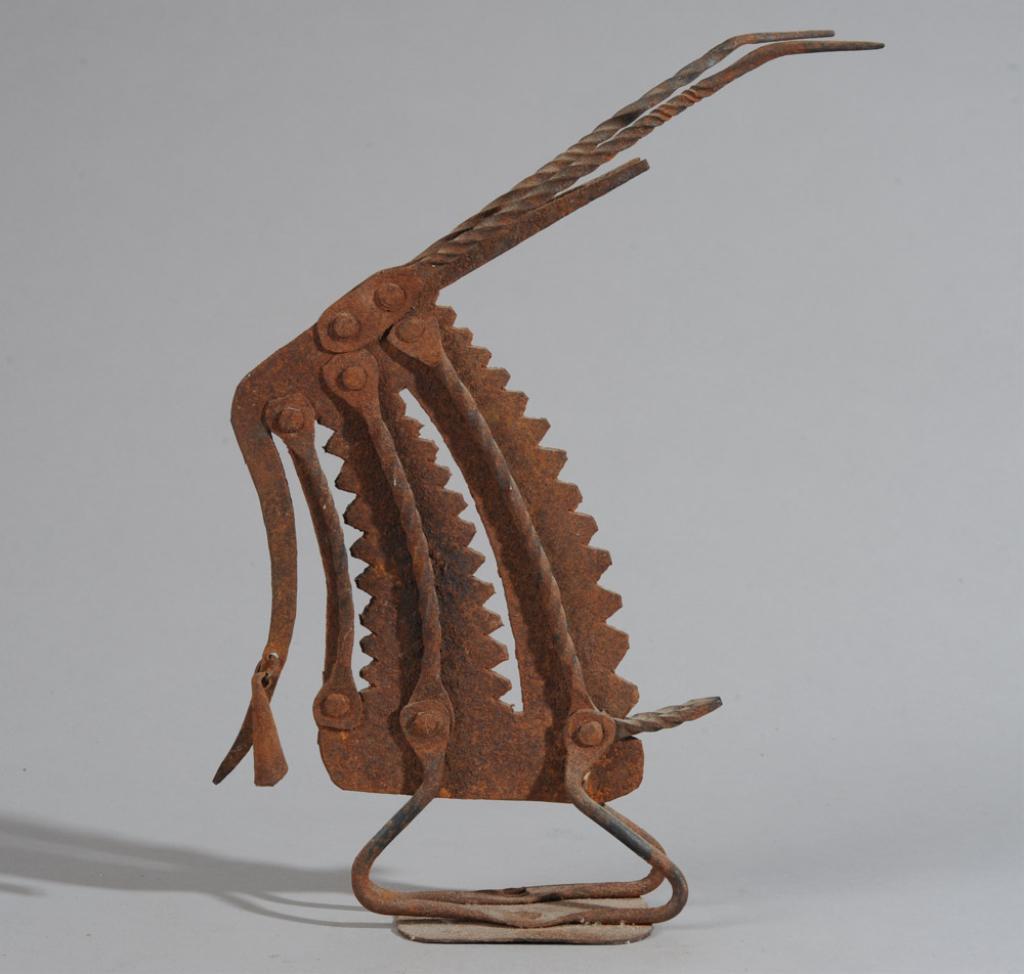Bamana Iron Chi Wara: Abstract figure of an antelope, of oxidized iron. Bamana artist, Mali. Approx. 12" H. Provenance: Estate of Thomas McNemar, (1931-2020.) McNemar lived and collected throughout Central and West Africa 