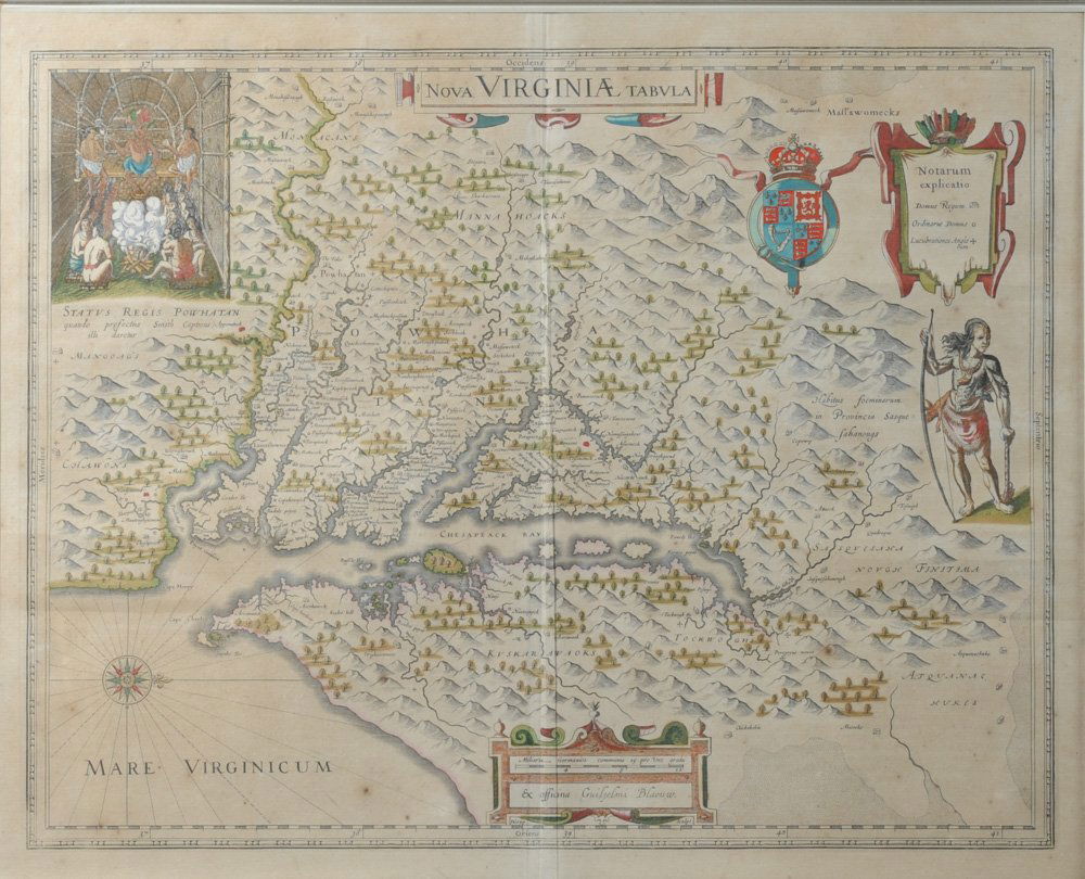 17th C. Map of Virginia: Nova Virginia Tabula (1 of 7)