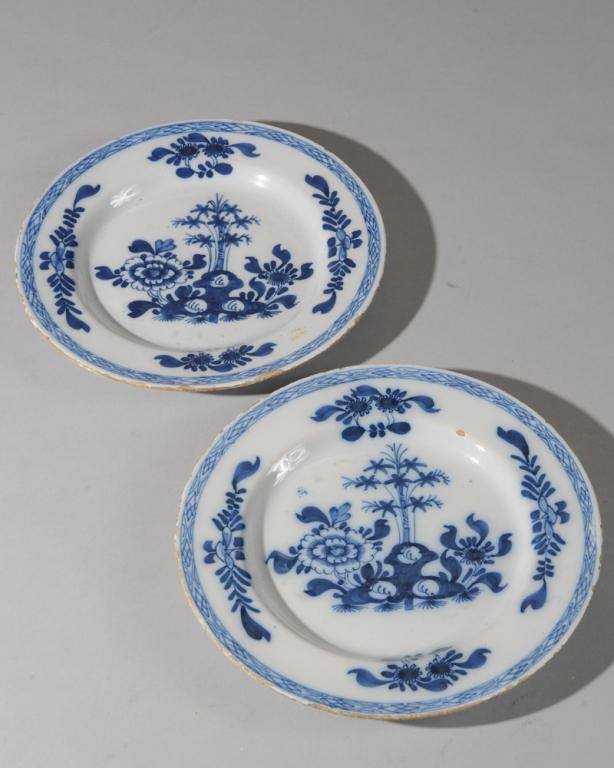 Pair 18th C. English Delft Chinoiserie Plates (1 of 9)