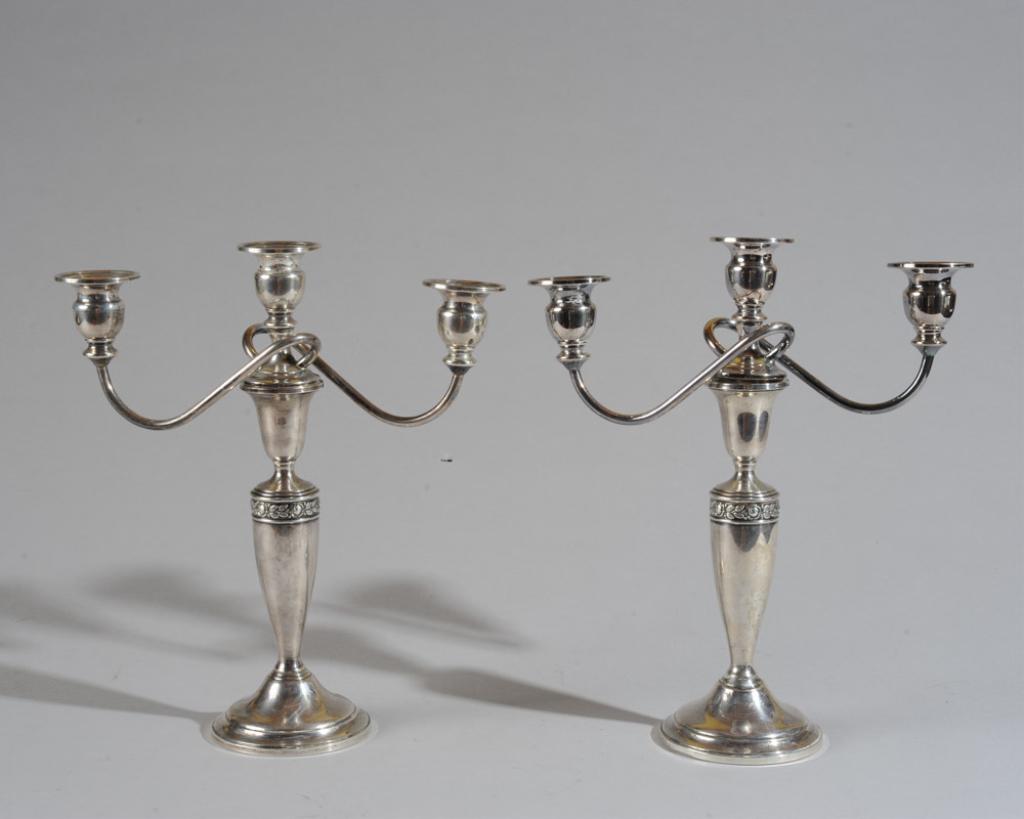 Pair Weighted Sterling 3-Arm Candelabrum (1 of 9)
