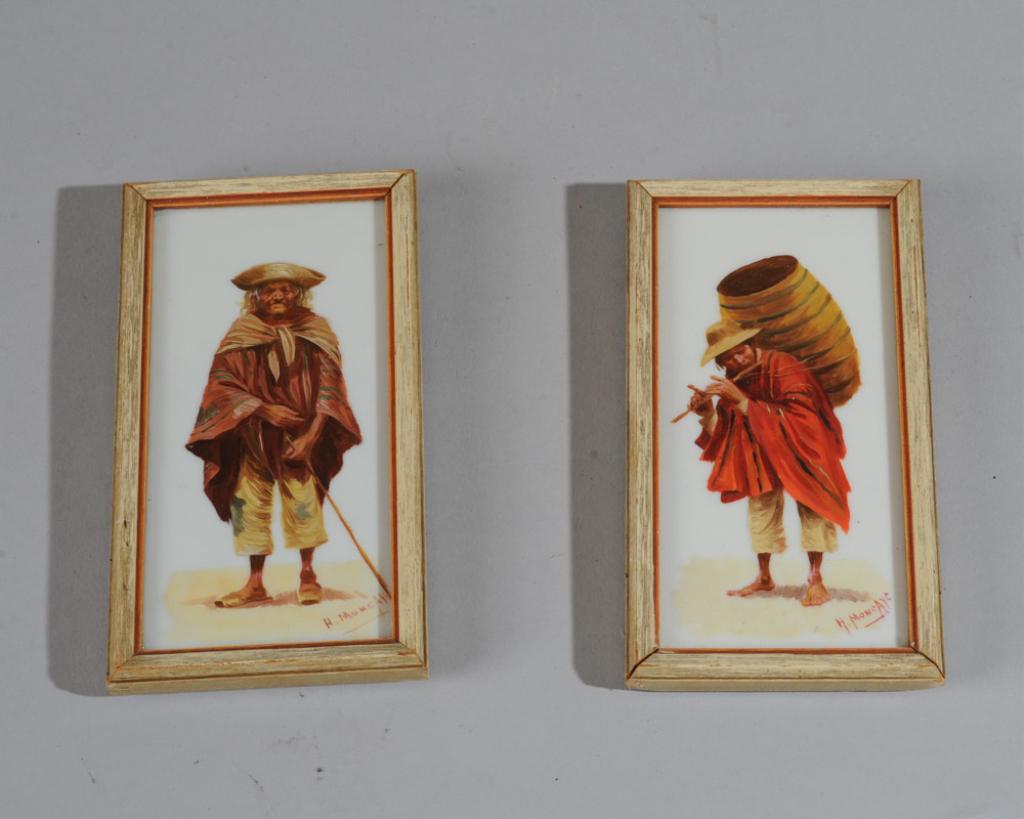 Hector Moncayo (1895-1984) Pair Hand Painted Tiles (1 of 4)