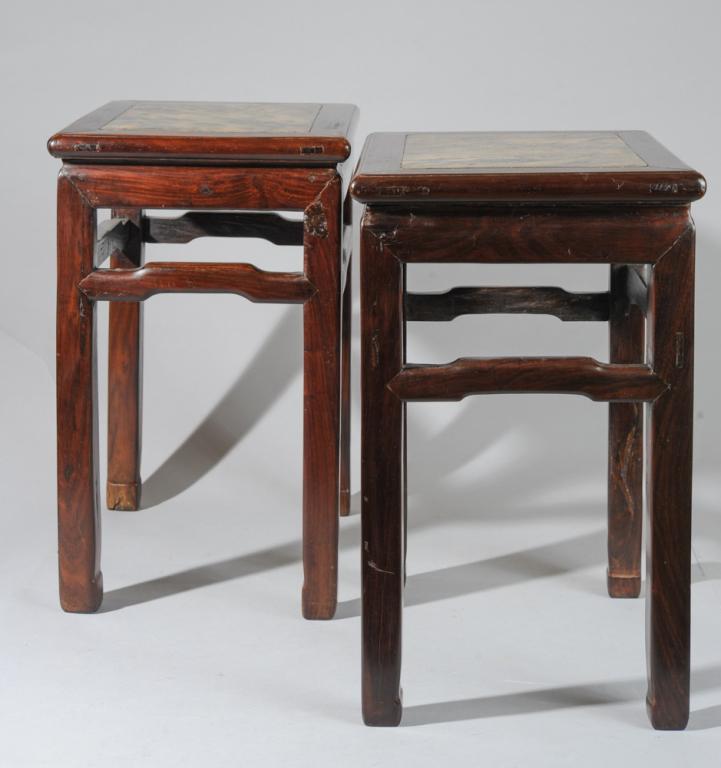 Pair Chinese Low Tables, Marble Tops (1 of 4)