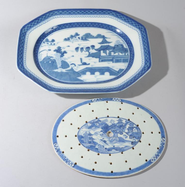 19th C. Canton Drainer + Mottahedeh Canton Platter (1 of 6)