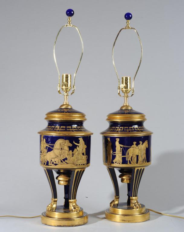 Pair Dresden Neoclassical Urns as Lamps (1 of 6)