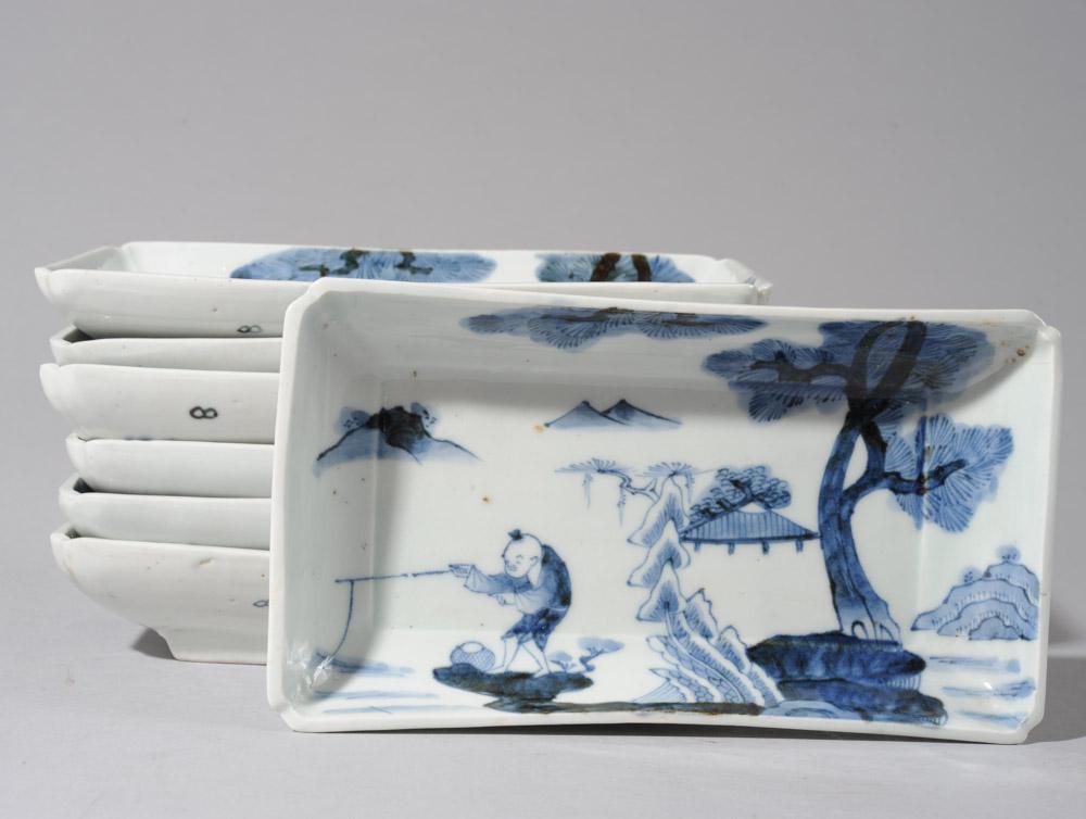 7 Chinese Blue & White Rectangular Dishes (1 of 7)