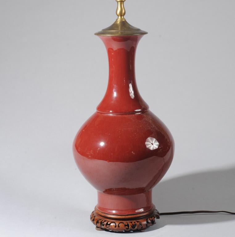 Qing Chinese Sang de Boeuf Vase as Lamp (1 of 8)