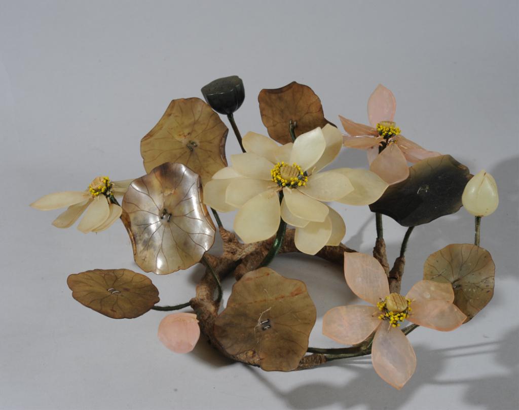 Vintage Chinese 'Jade' Flowers Centerpiece (1 of 3)