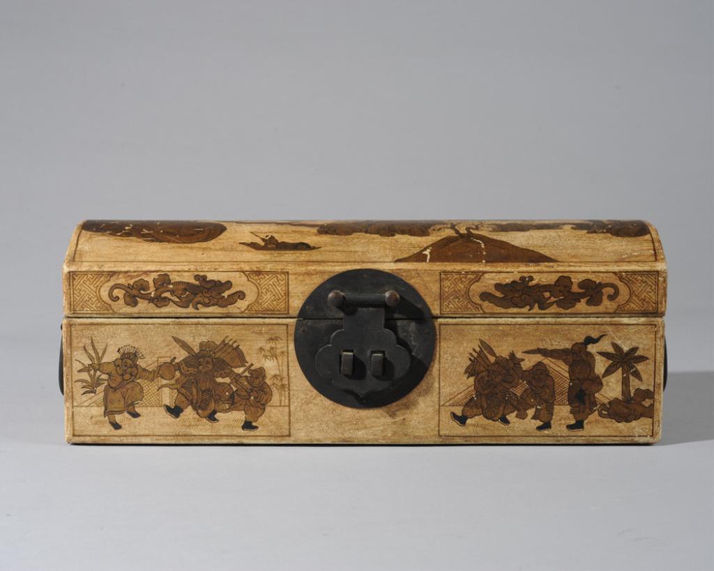 Chinese Painted Leather Box (1 of 6)