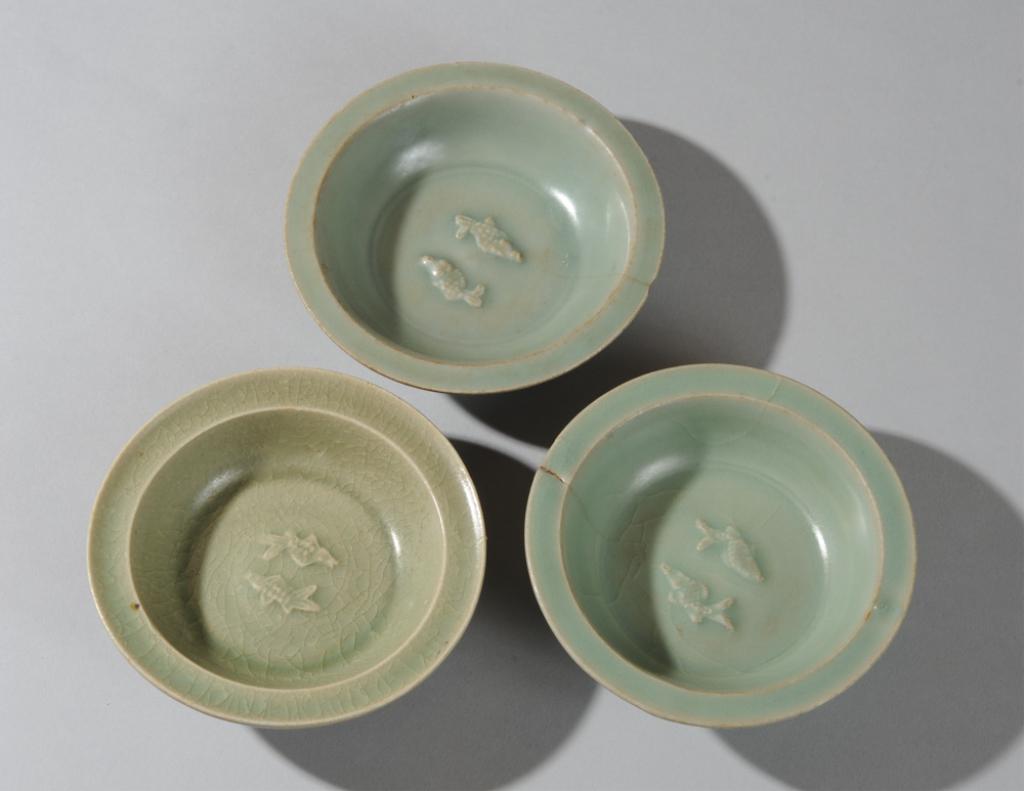 Three Chinese Celadon Twin Fish Bowls (1 of 4)