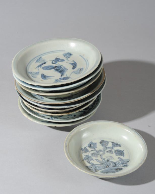 Lot of Ten Ming Blue & White Dishes (1 of 9)