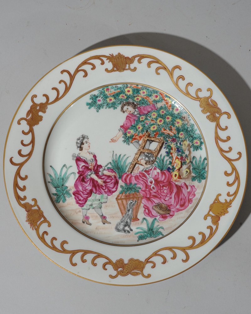 Chinese Export Porcelain 'Cherry Pickers' Plate (1 of 3)